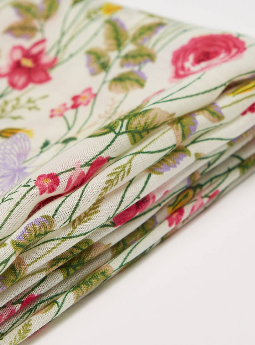 Floral Print Rectangle Scarf-Scarves-image-1