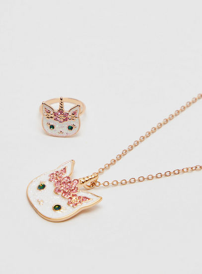 Embellished Pendant Necklace and Ring Set