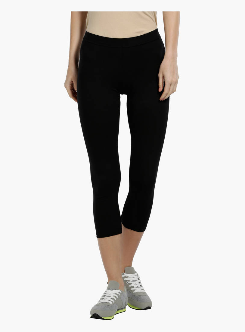 Shop 3/4 Leggings with Elasticised Waistband Online