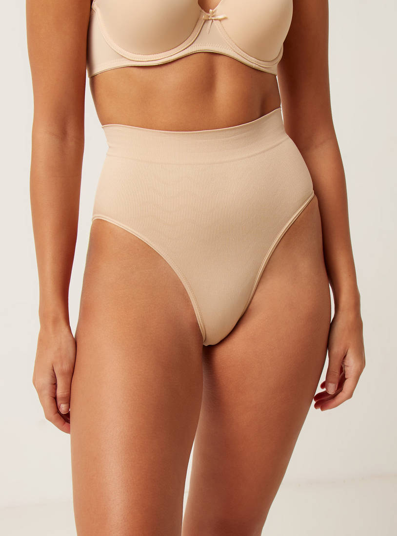 Textured Shaping Briefs with Elasticised Waistband-Shapewear-image-0