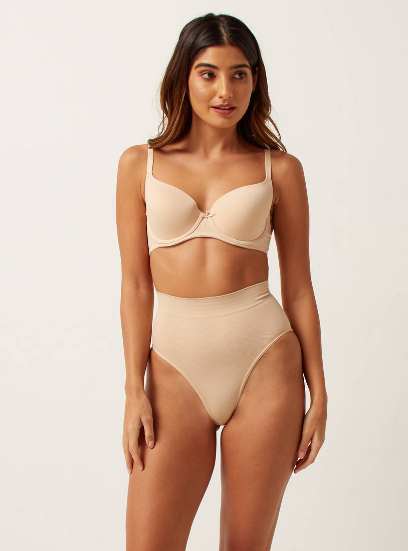 Textured Shaping Briefs with Elasticised Waistband-Shapewear-image-1