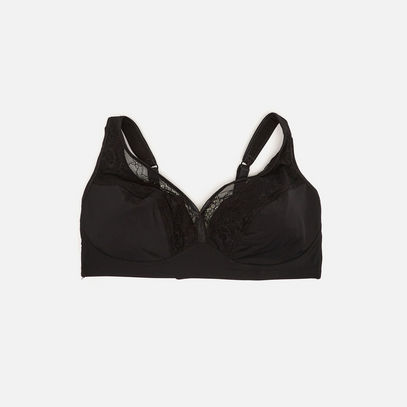 Textured Bra with Hook and Eye Closure--image-0