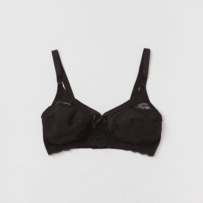 Lace Detail Bra with Hook and Eye Closure