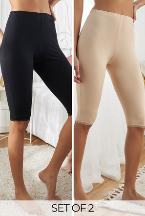 Set of 2 - Solid Leg Shaper with Lace Detail