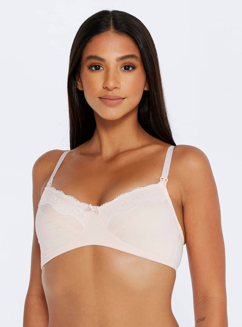 Maternity Bra with Adjustable Straps and Hook and Eye Closure-Lingerie-image-0