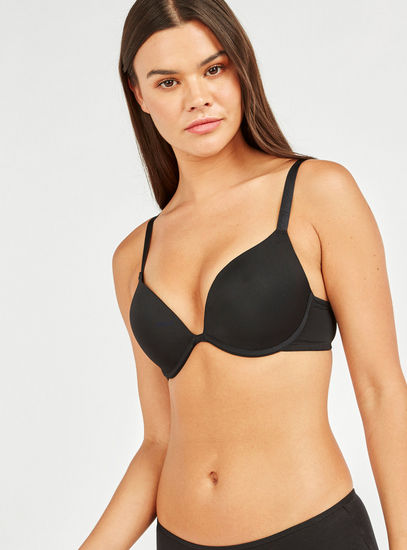 Push-Up Bra with Adjustable Straps and Hook and Eye Closure