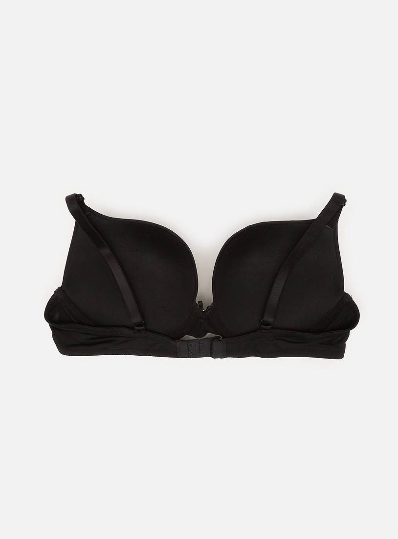Shop Solid Push Up Padded Bra with Adjustable Straps Online
