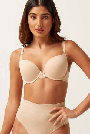 Solid Push Up Padded Bra with Adjustable Straps
