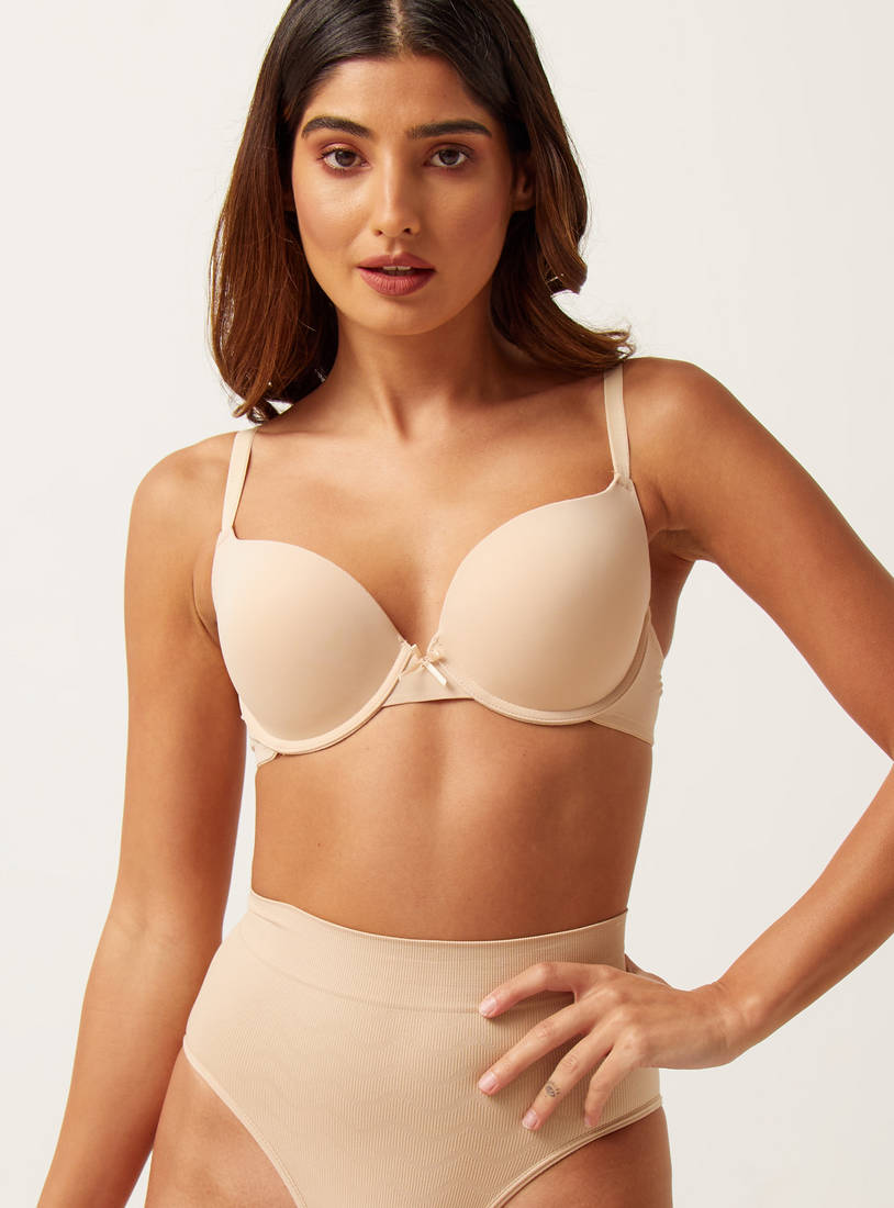 Solid Push Up Padded Bra with Adjustable Straps-Bras-image-0