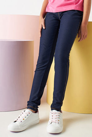 Full Length Solid Jeggings with Elasticised Waistband