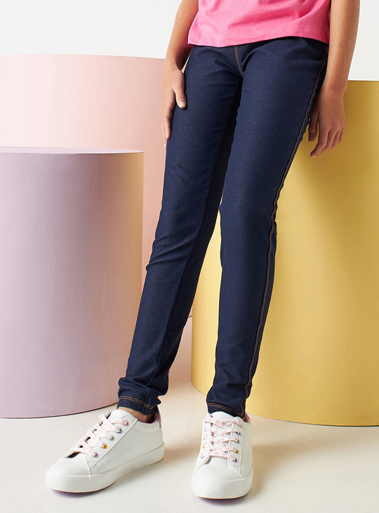 Full Length Solid Jeggings with Elasticised Waistband