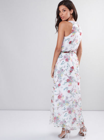fear Petitioner Spooky Shop Floral Printed Sleeveless Maxi Dress with Tie Up Online | Max UAE