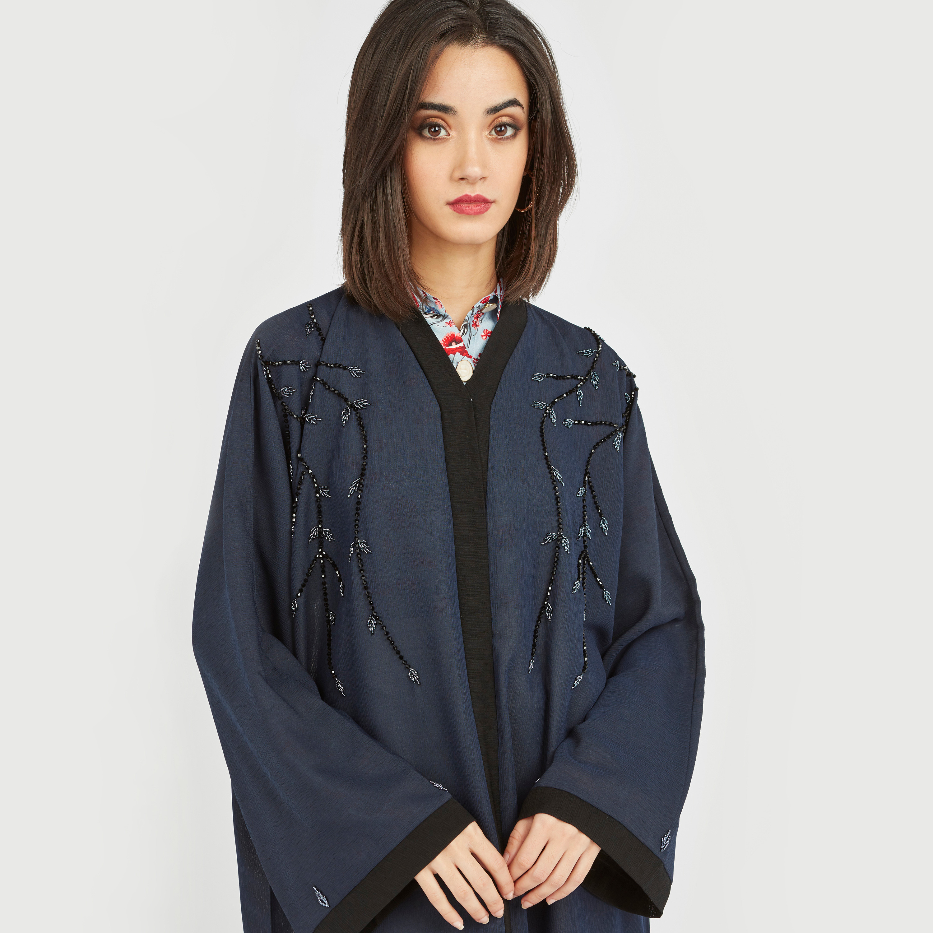 Embellished abaya jacket best sale