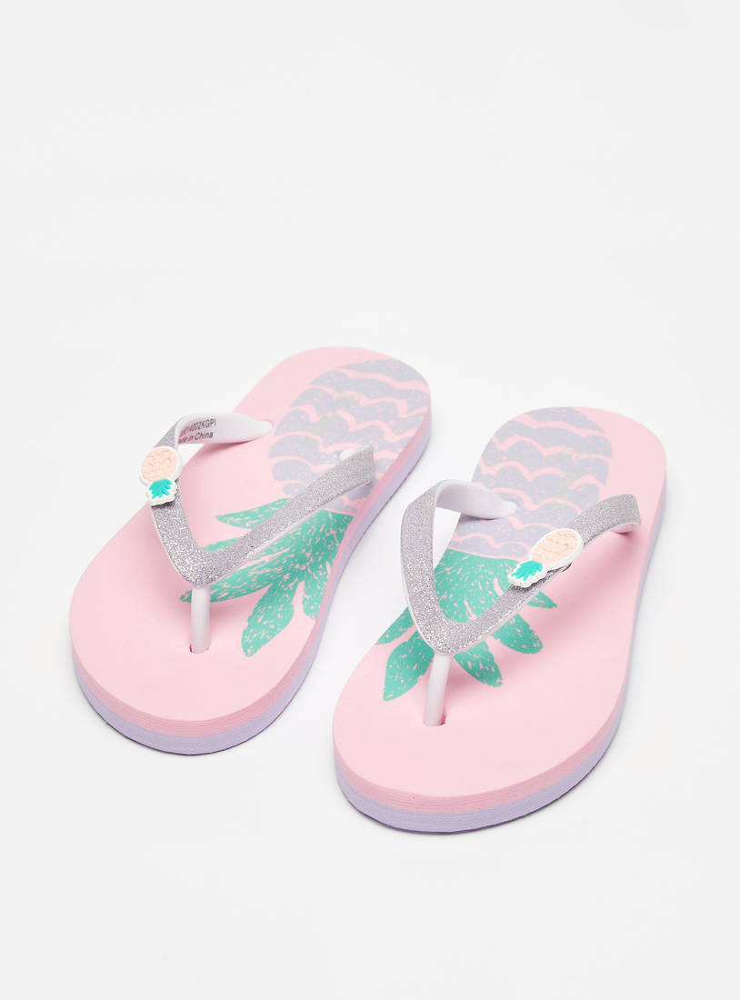 Pineapple Print Slip-On Thong Slippers-Flip Flops-image-1