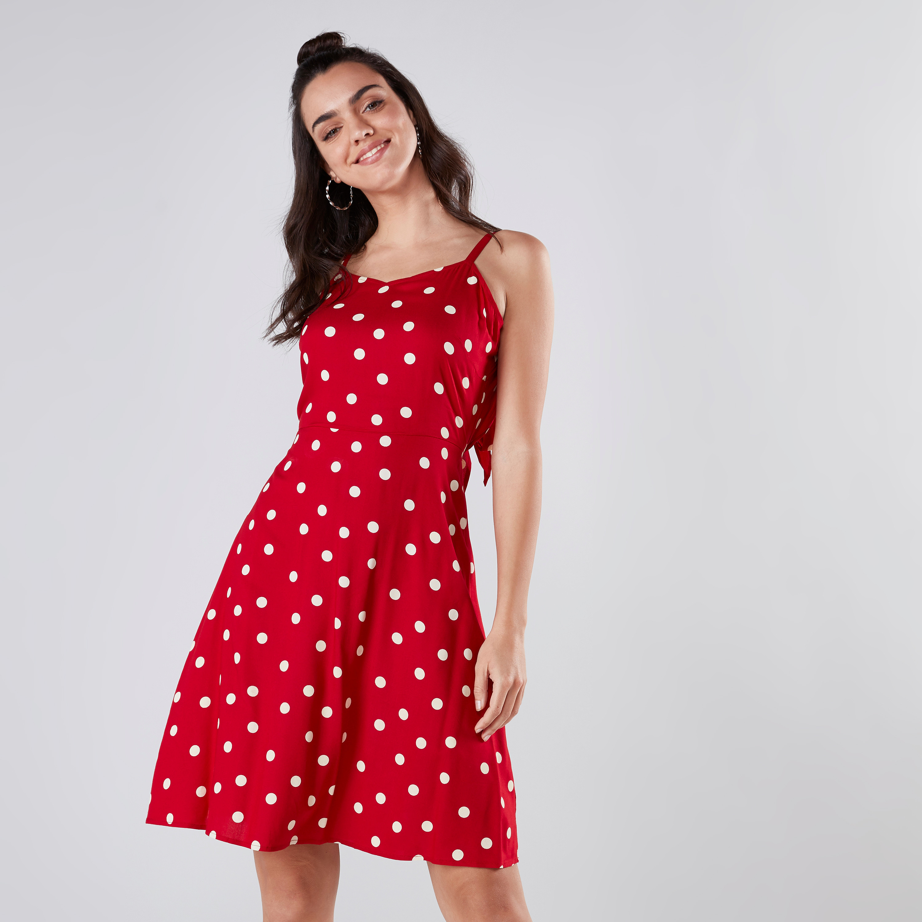 One sleeve polka dot clearance dress