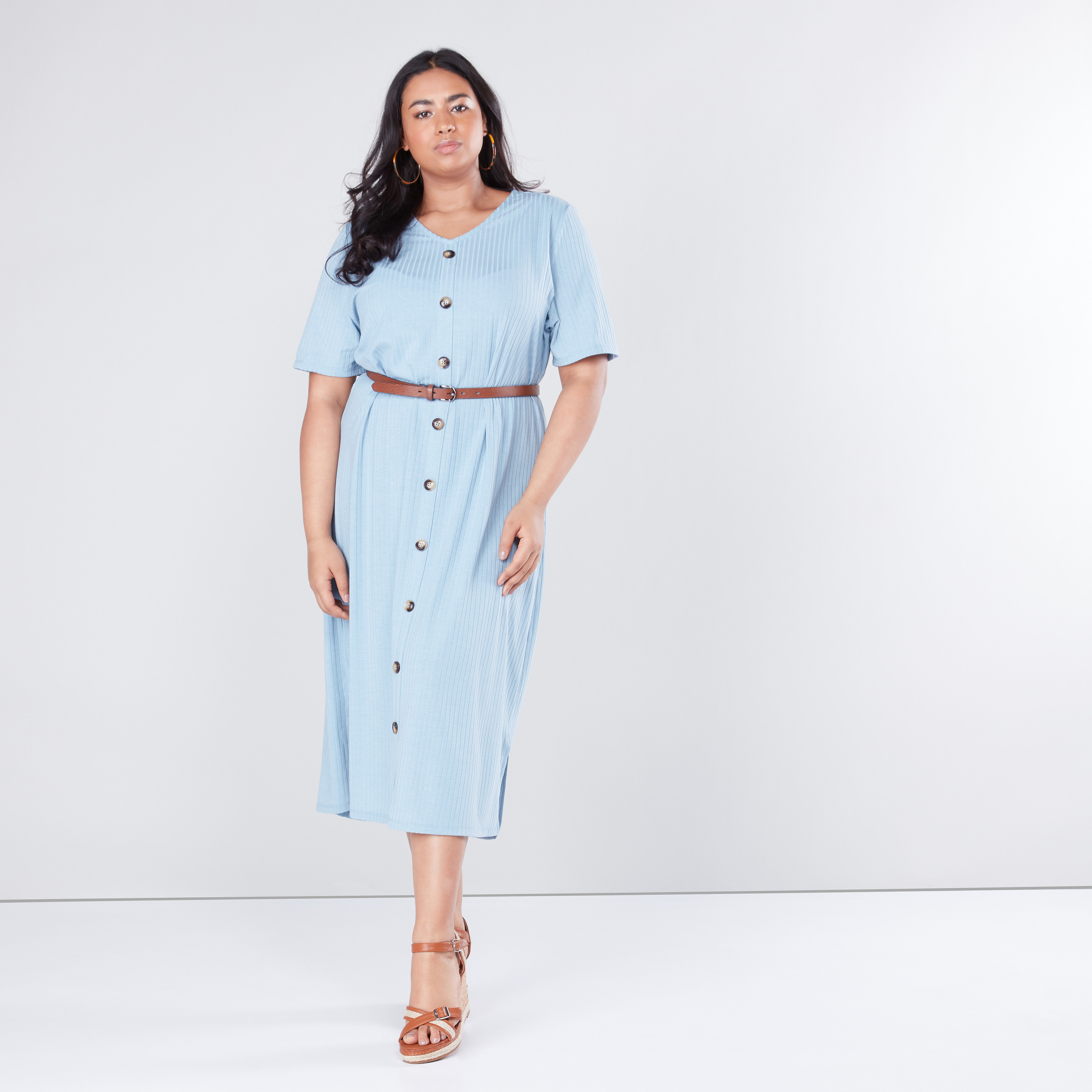 Plus size button on sale down midi dress