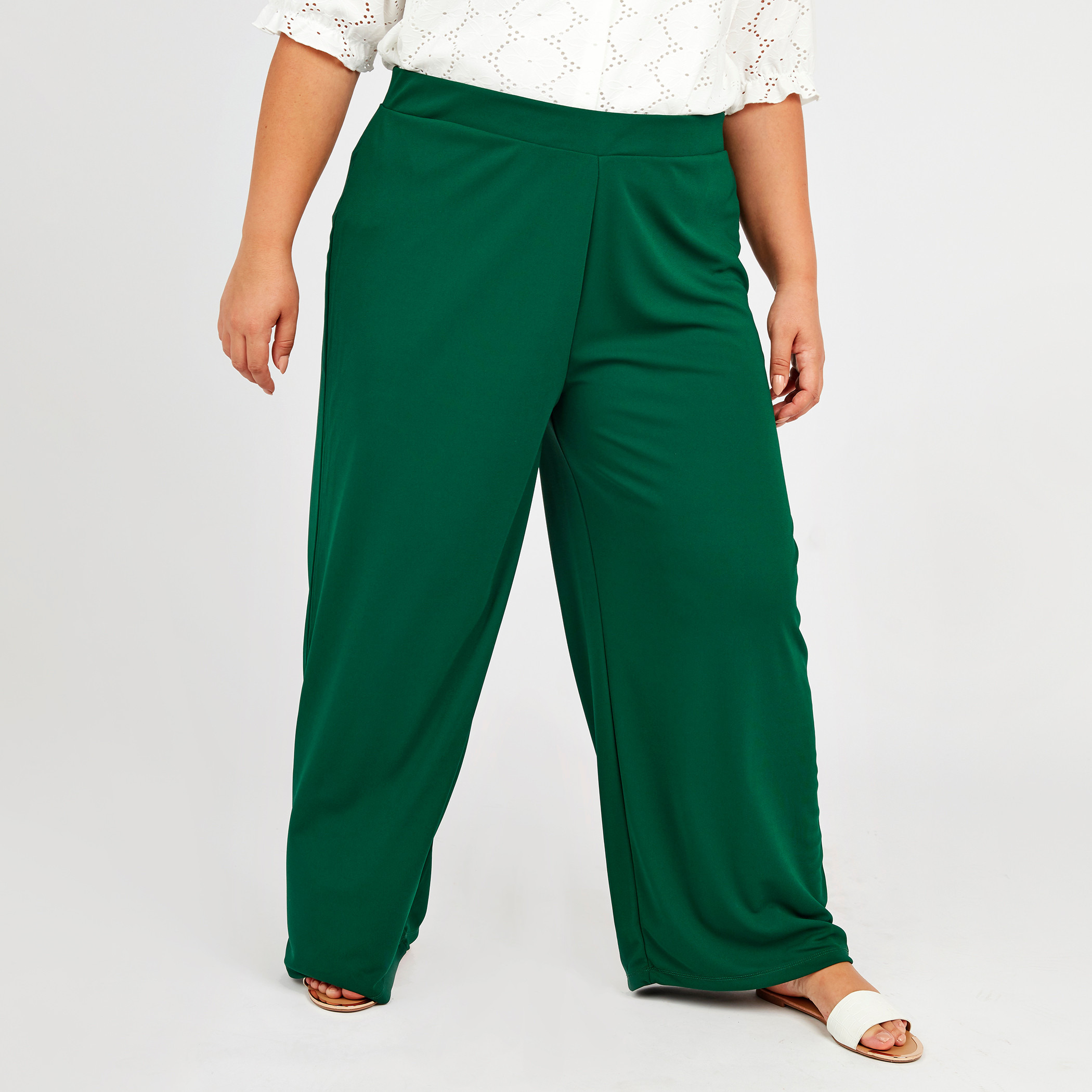 High-rise silk satin wide-leg pants in green - The Sei | Mytheresa