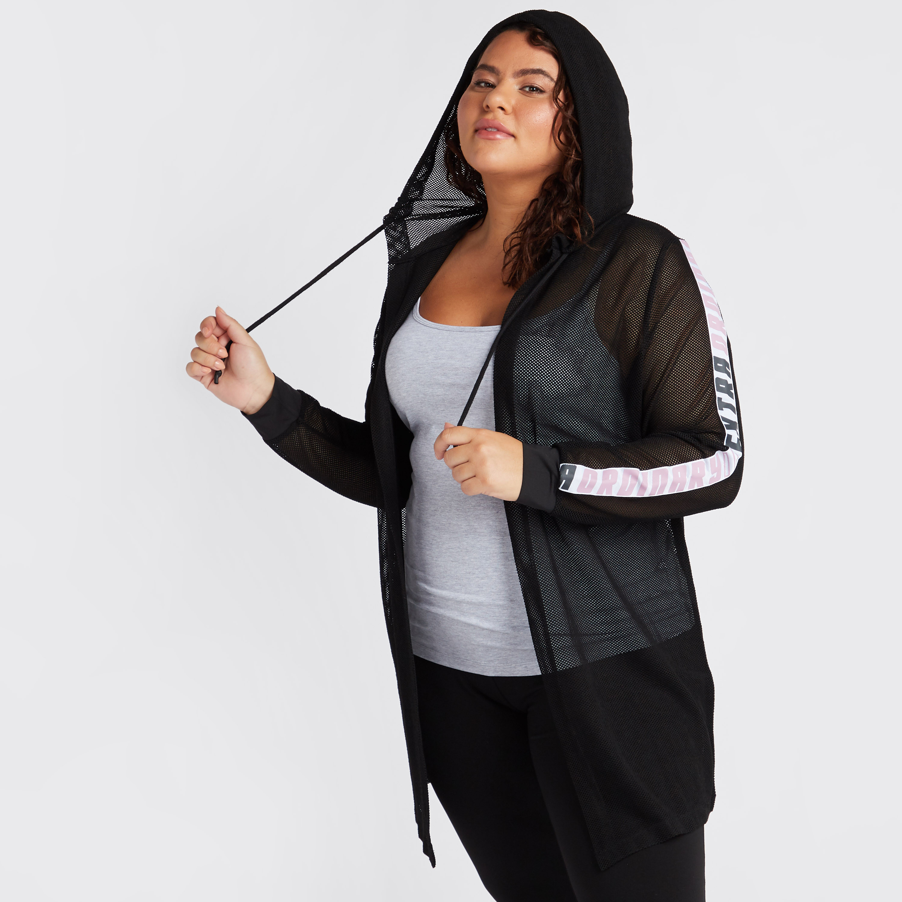 Plus size shop mesh hoodie