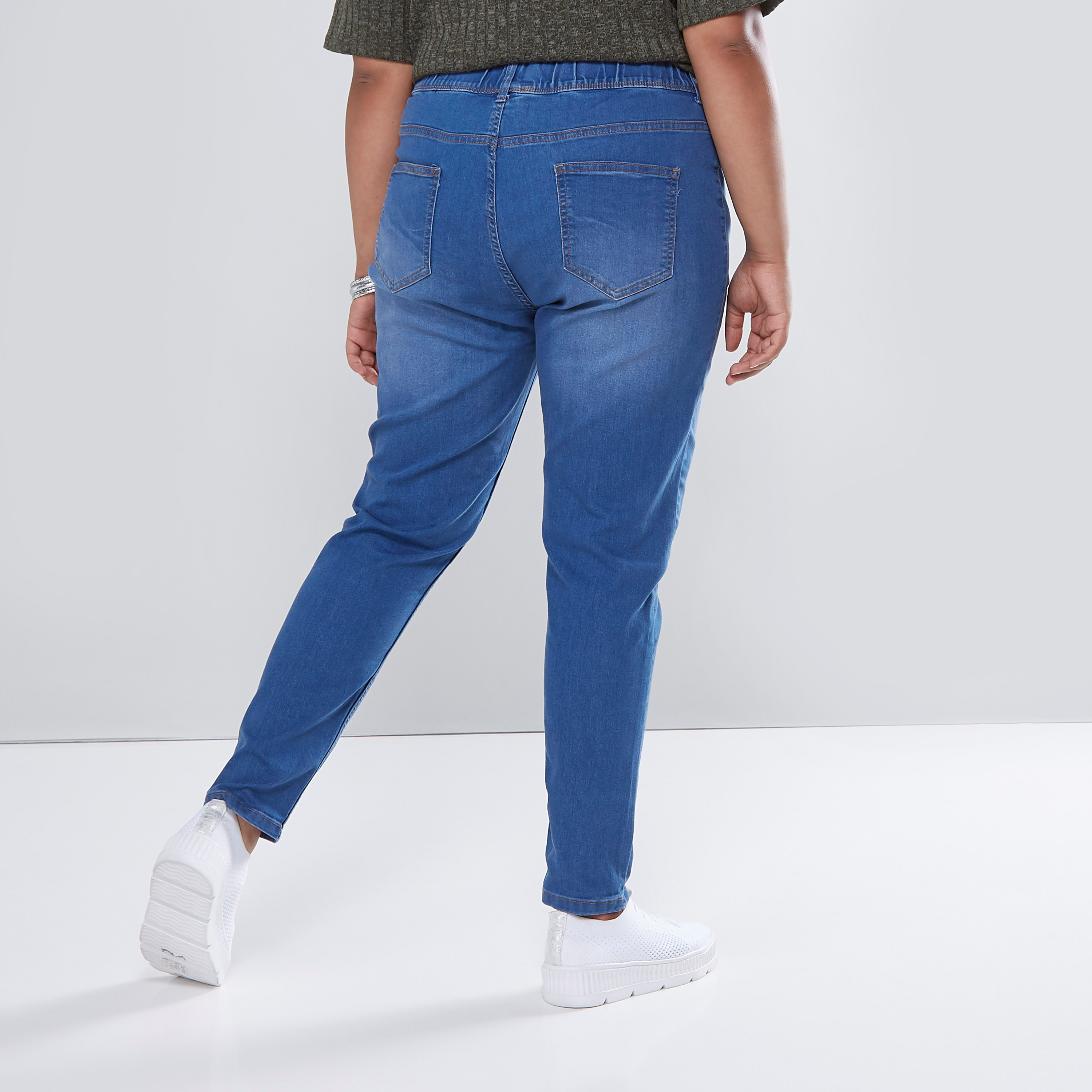 Denim jeggings with pockets sale