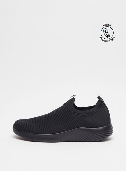 Textured Slip-On Shoes with Pull Tab-Sports Shoes-image-0