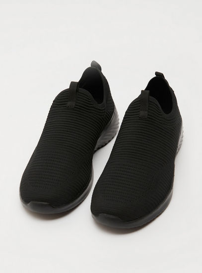 Textured Slip-On Shoes with Pull Tab
