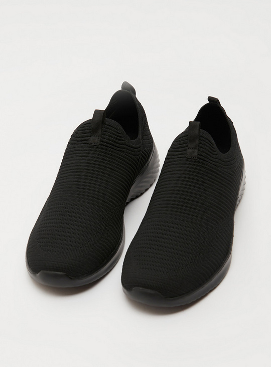 Textured Slip-On Shoes with Pull Tab