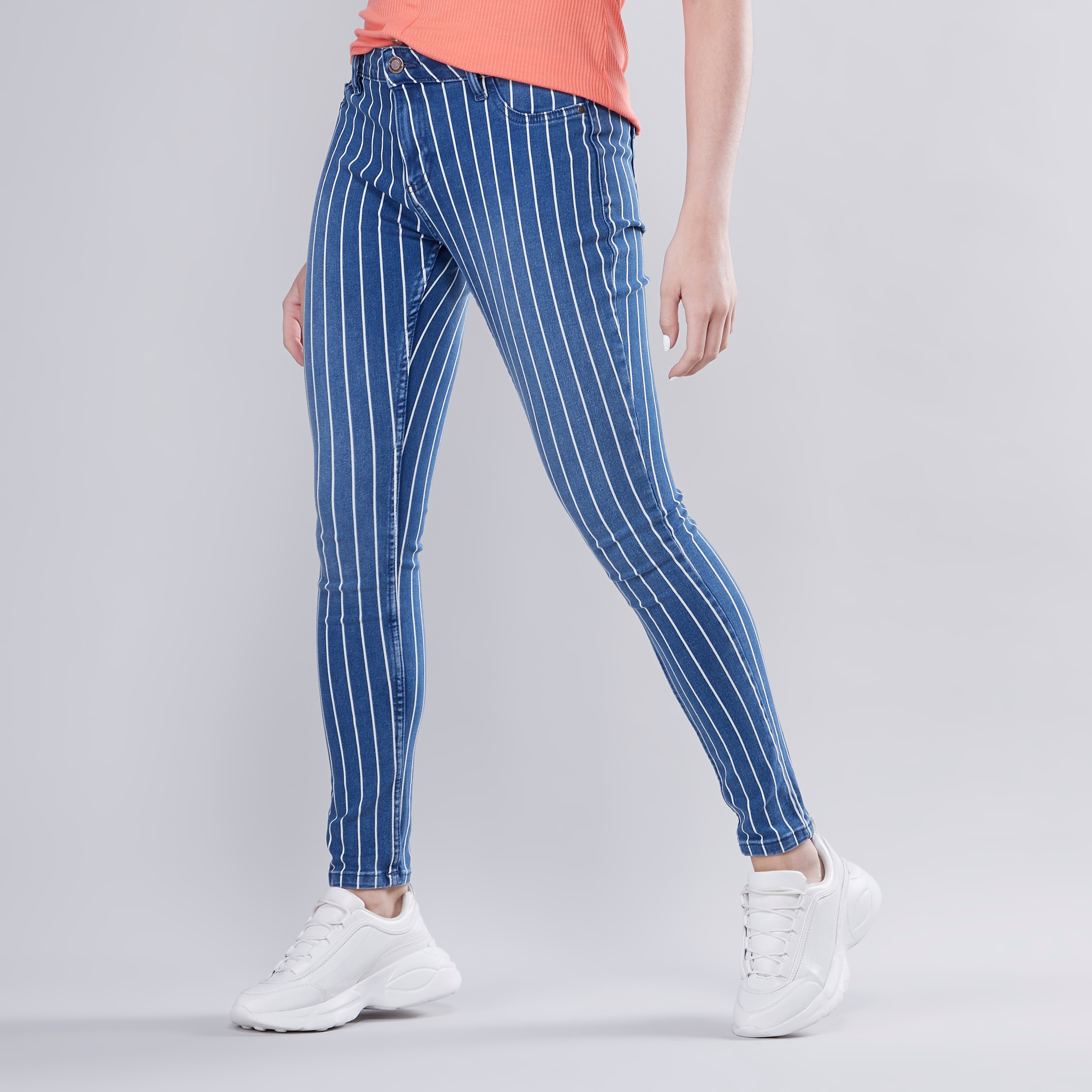 Stripped jeans hot sale for women