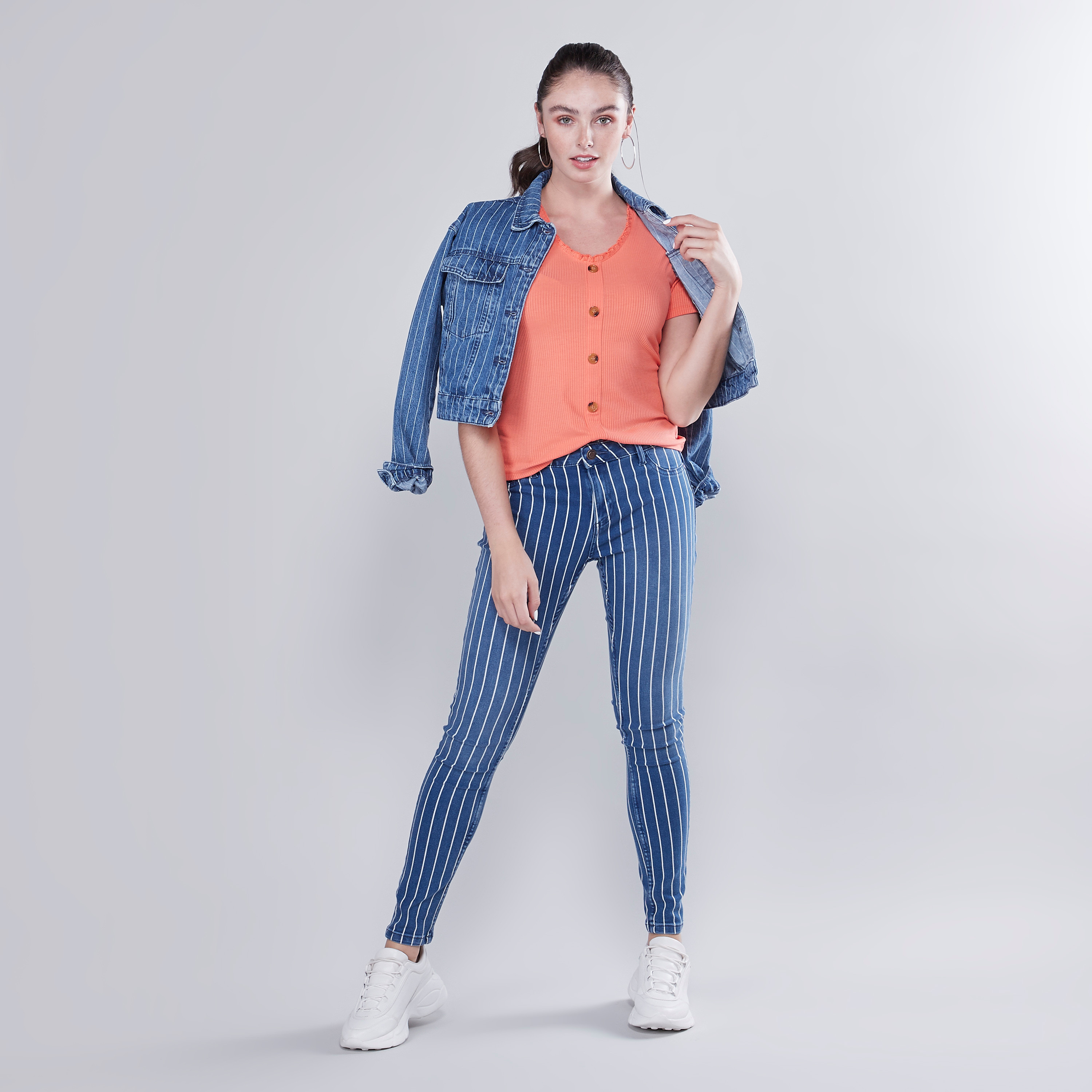 Striped store jeans online