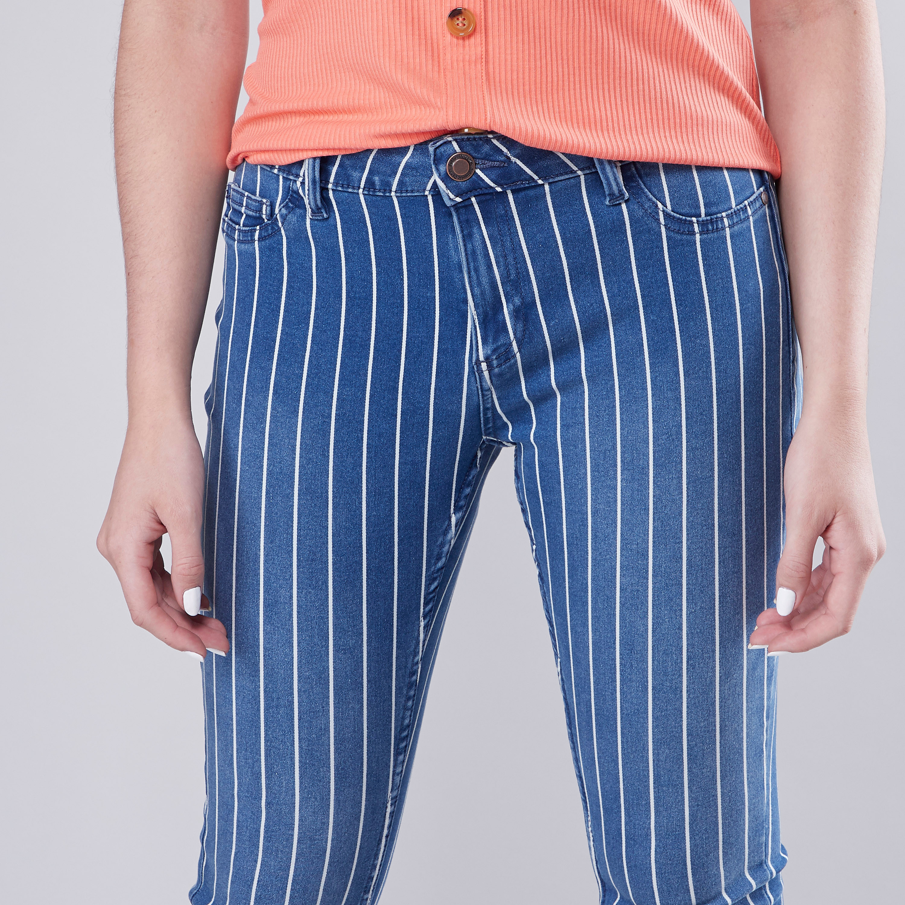 Striped sales jeans online