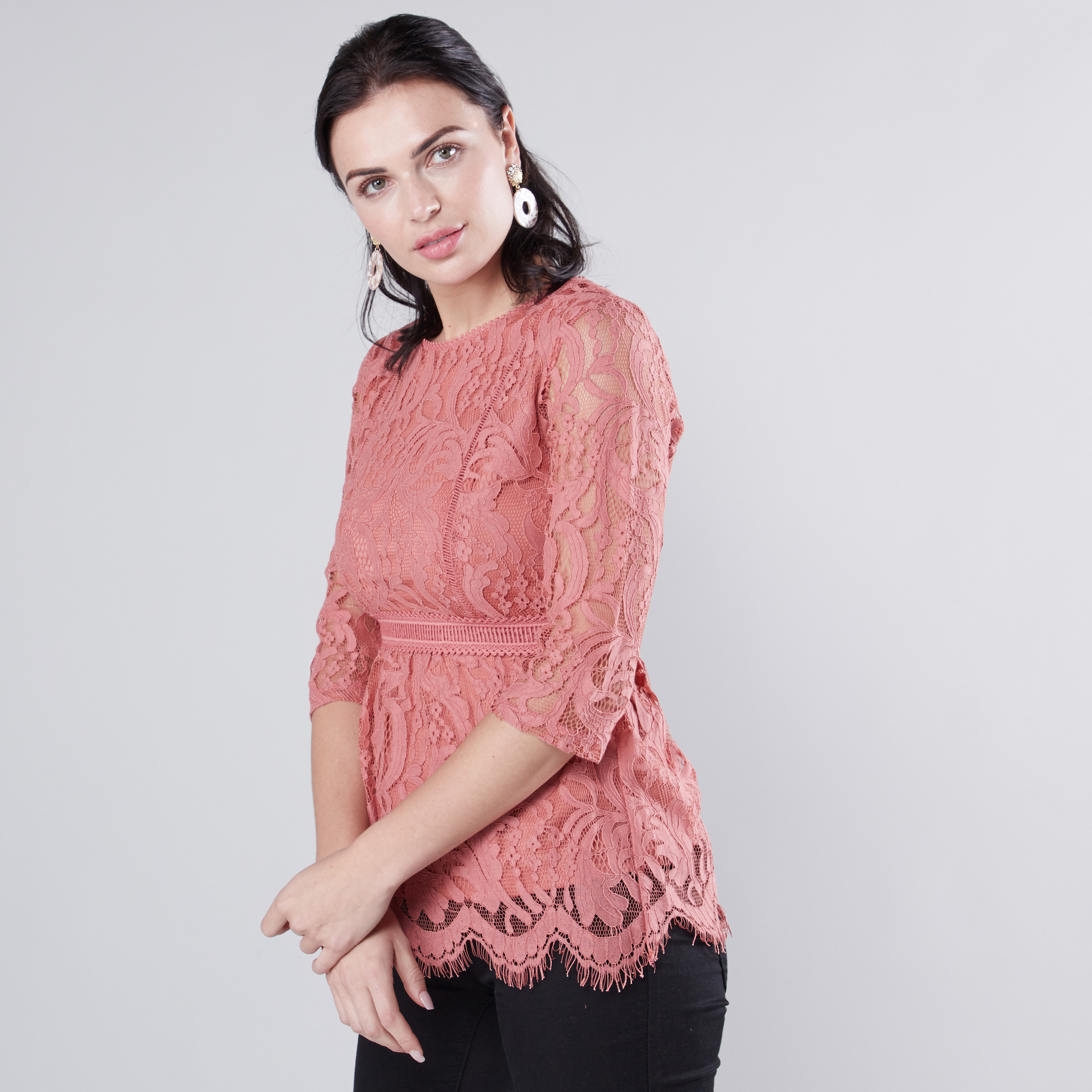 Lace peplum tops with sleeves best sale