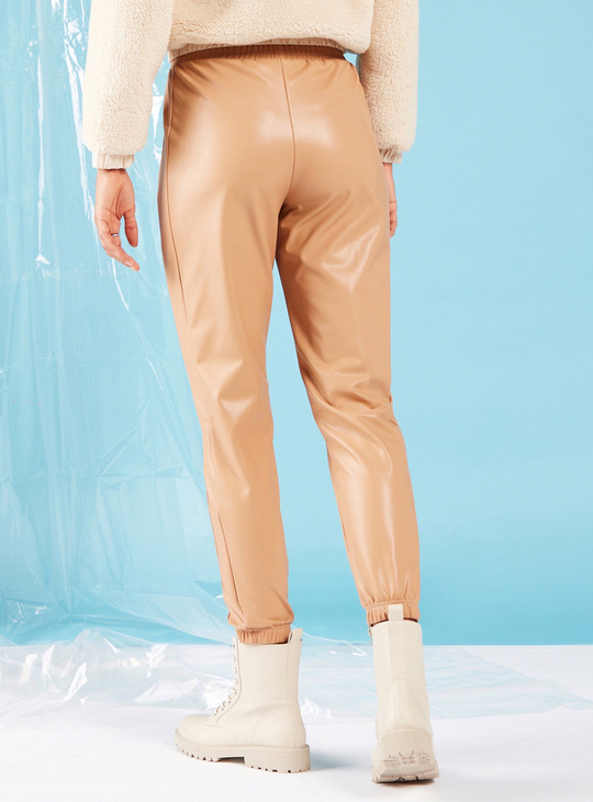 Solid Ankle Length Jog Pants with Elasticated Waistband and Pockets