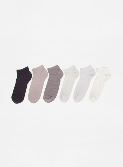 Pack of 6 - Textured Ankle Length Socks-Socks & Stockings-image-1