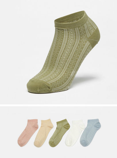 Set of 5 - Textured Ankle Length Socks-Socks & Stockings-image-0