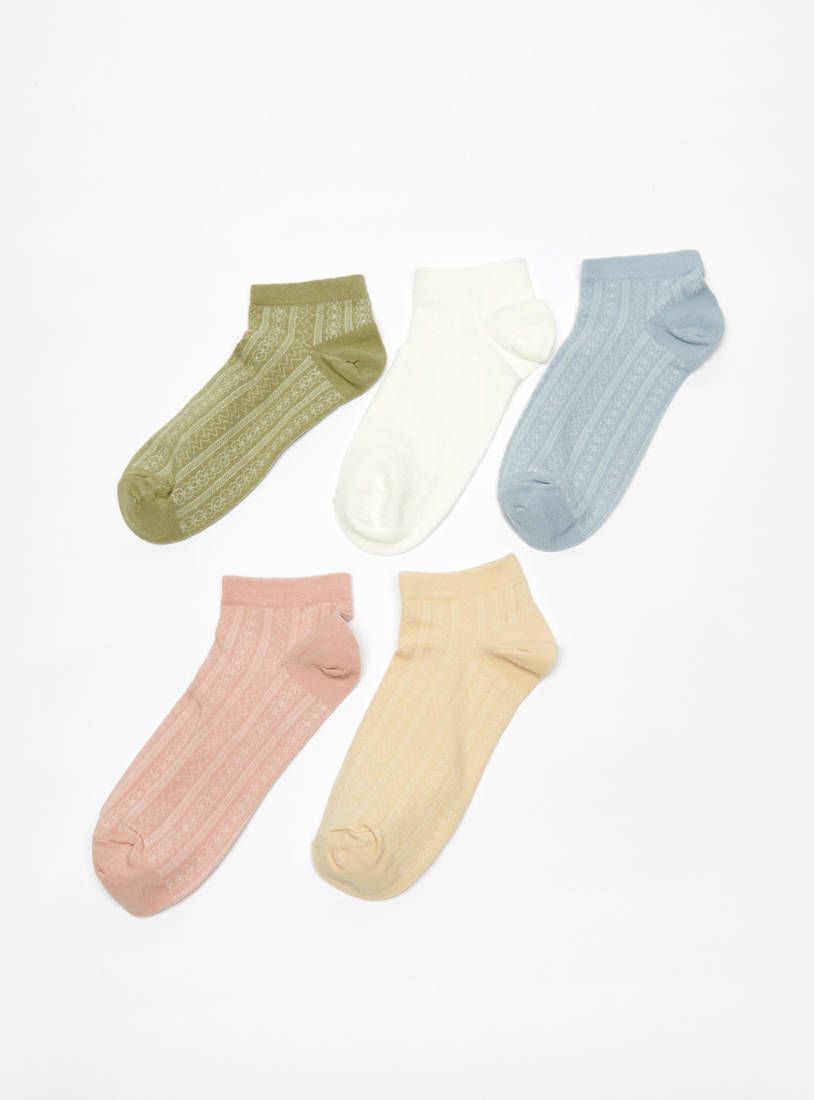 Set of 5 - Textured Ankle Length Socks-Socks & Stockings-image-1