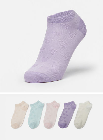 Pack of 5 - Heart Textured Socks with Elasticated Hem-Socks & Stockings-image-0