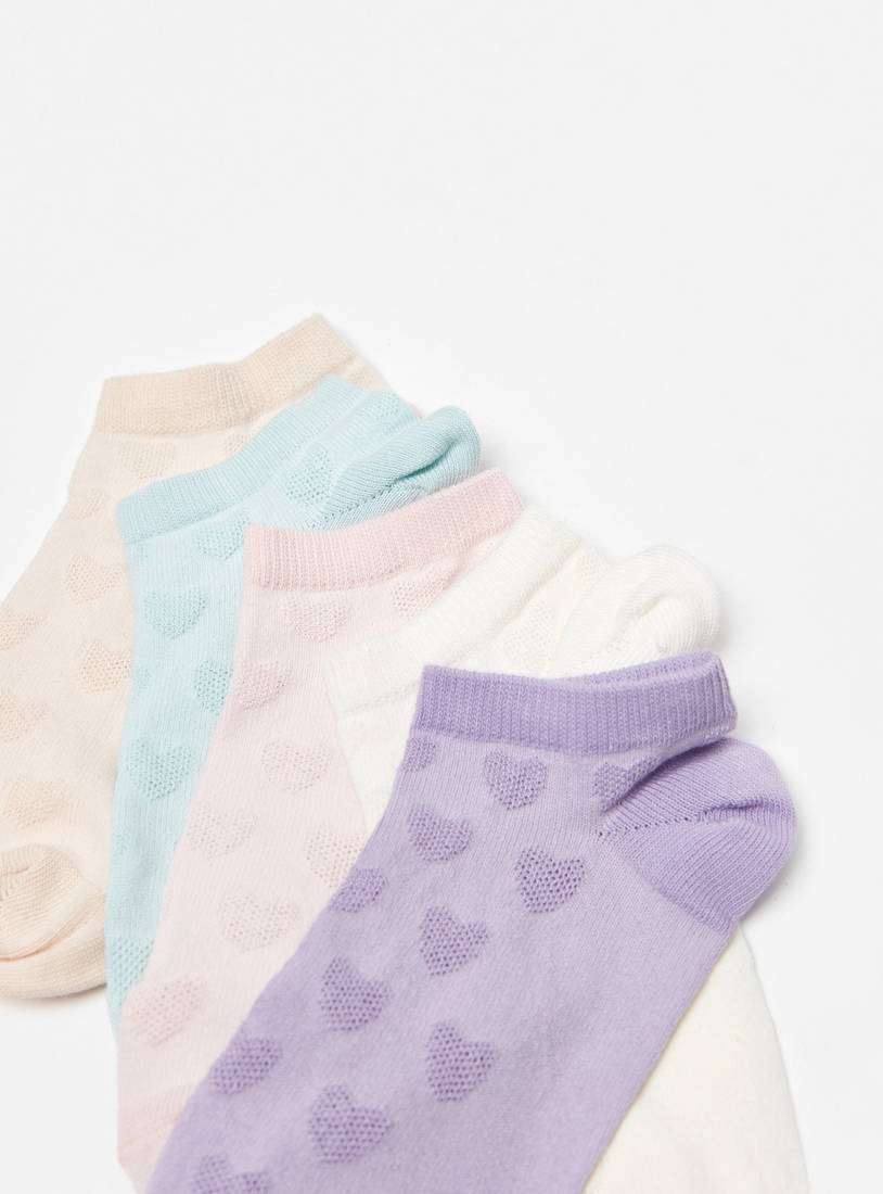 Pack of 5 - Heart Textured Socks with Elasticated Hem-Socks & Stockings-image-1