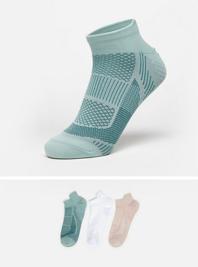 Pack of 3 - Textured Ankle Length Socks with Elasticated Hem-Socks & Stockings-image-0