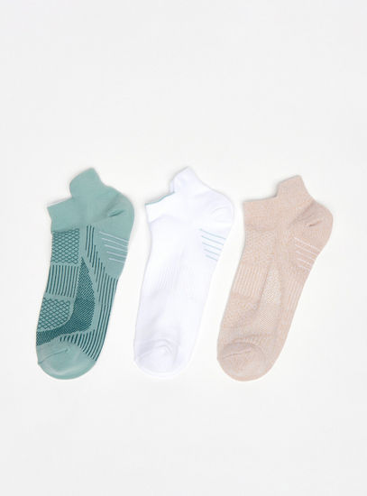 Pack of 3 - Textured Ankle Length Socks with Elasticated Hem-Socks & Stockings-image-1