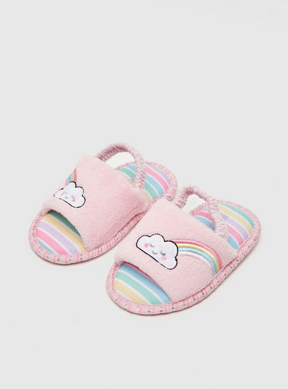 Striped Bedroom Slippers with Elasticated Strap