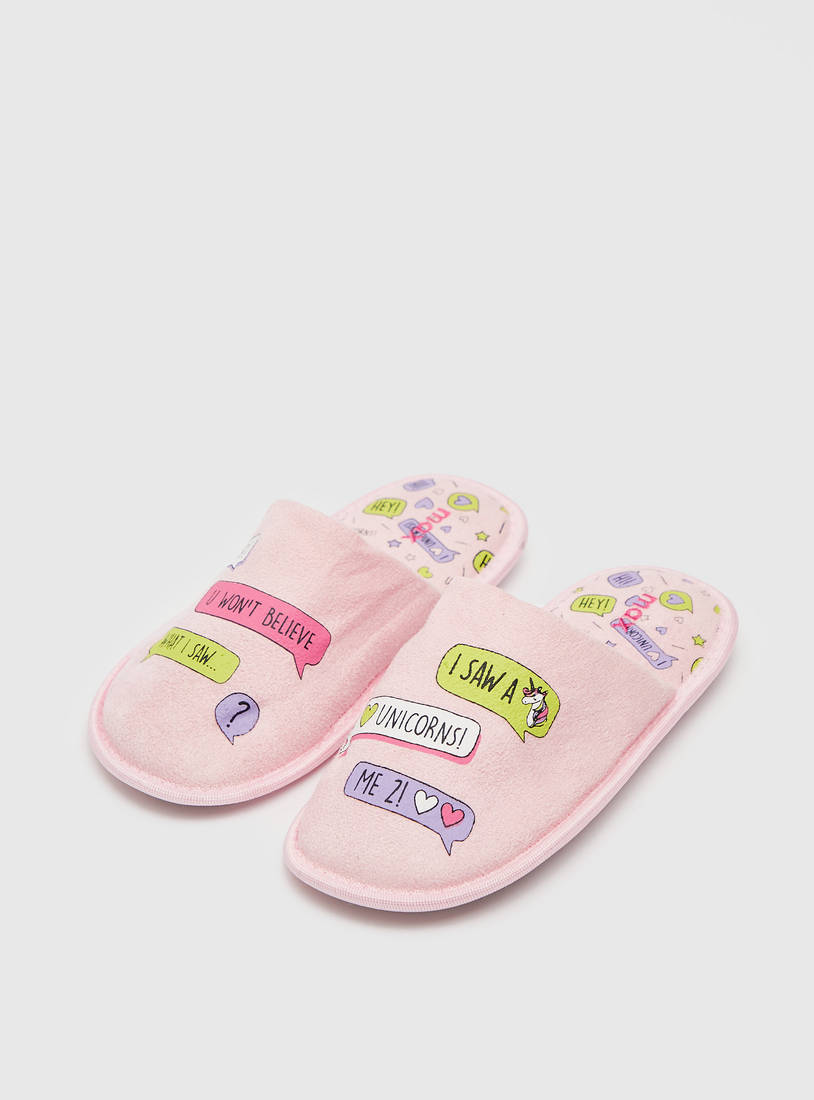 Text Print Bedroom Slippers-Bedroom Slippers-image-1
