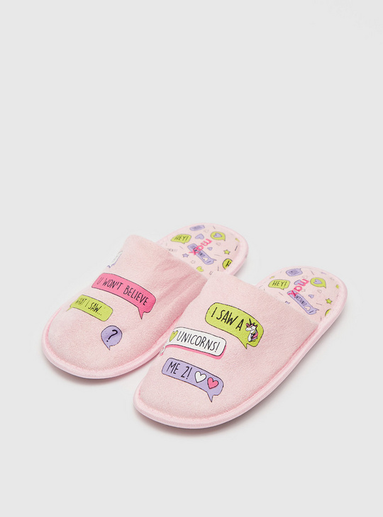Text Print Bedroom Slippers