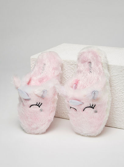 Unicorn Plush Slip-On Bedroom Slippers-Bedroom Slippers-image-1