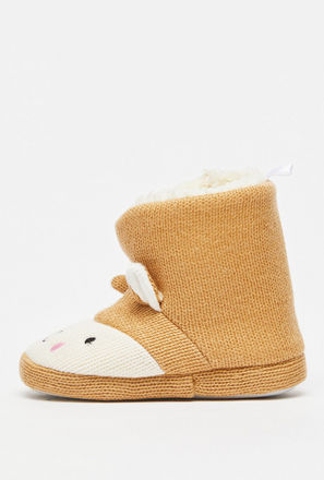Embroidered Slip-On Booties with Ear Accents-mxkids-shoes-babygirlzerototwoyrs-bedroomslippers-0