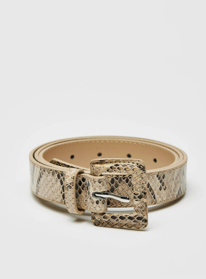 Animal Print Belt with Pin Buckle Closure-Belts-image-0