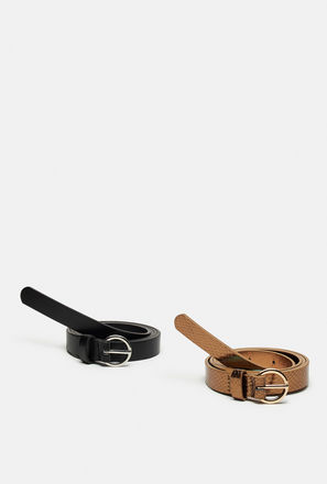 حزام بألوان متنوعة مع إبزيم إغلاق بدبوس - طقم من قطعتين-mxwomen-accessories-belts-2