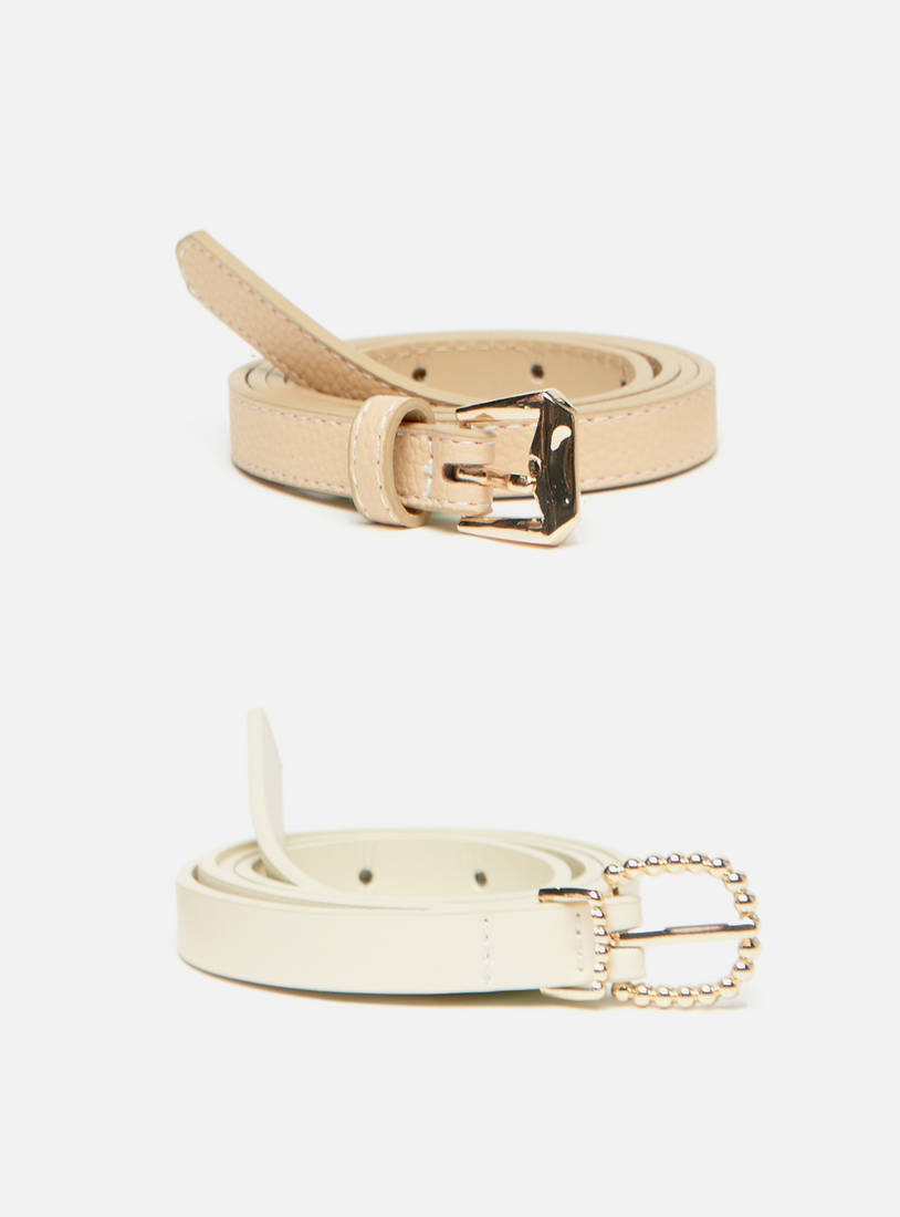 Set of 2 - Solid Belt with Pin Buckle Closure-Belts-image-0