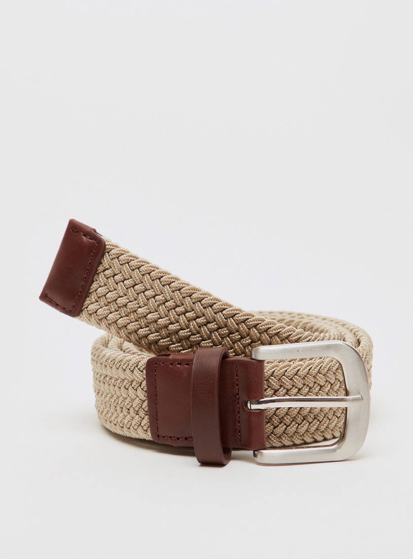 Textured Waist Belt with Pin Buckle Closure-Belts-image-0