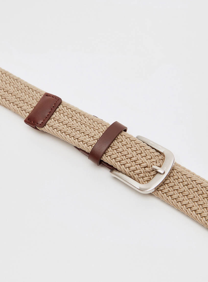 Textured Waist Belt with Pin Buckle Closure-Belts-image-1