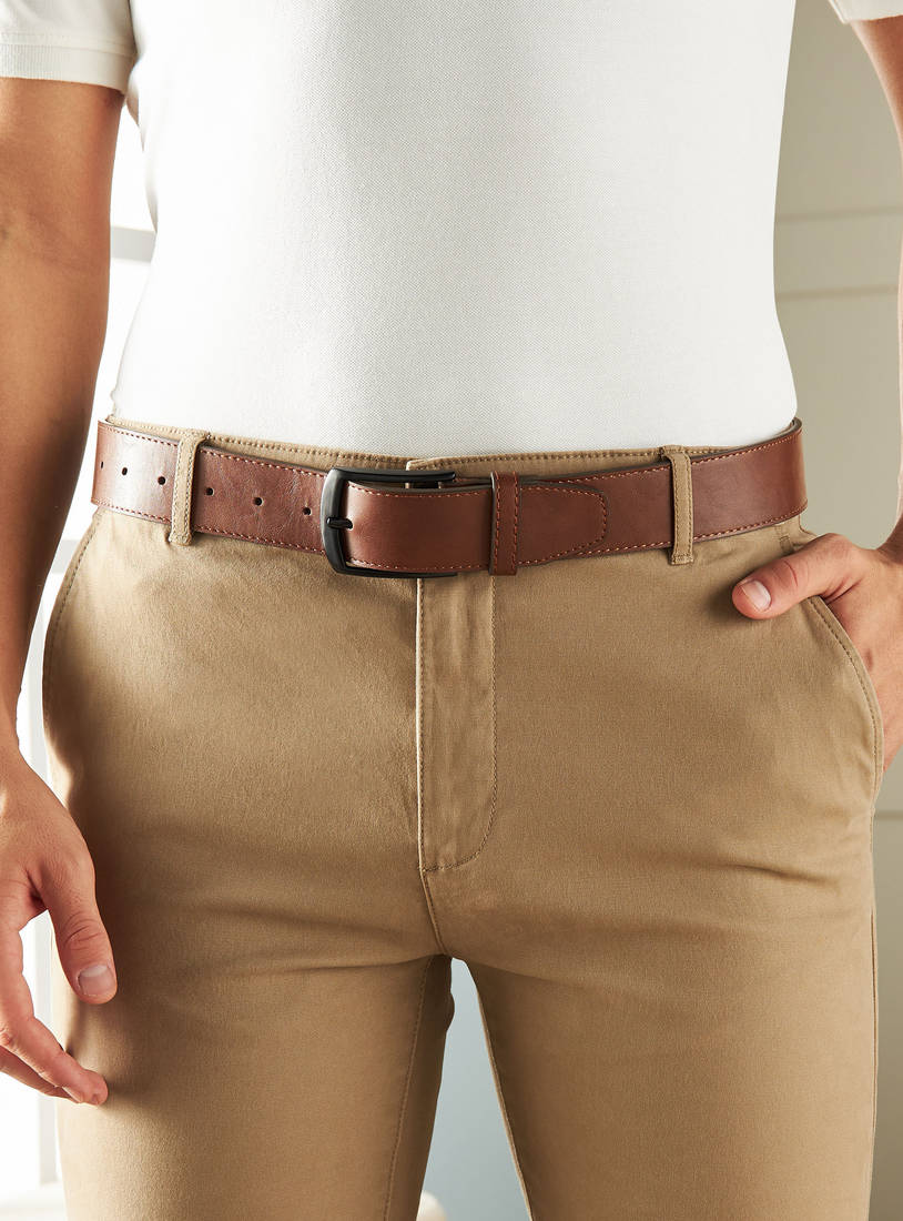Solid Waist Belt with Pin Buckle Closure-Belts-image-1