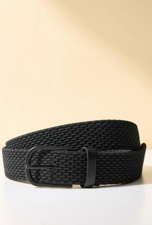 Textured Wide Belt with Pin Buckle Closure